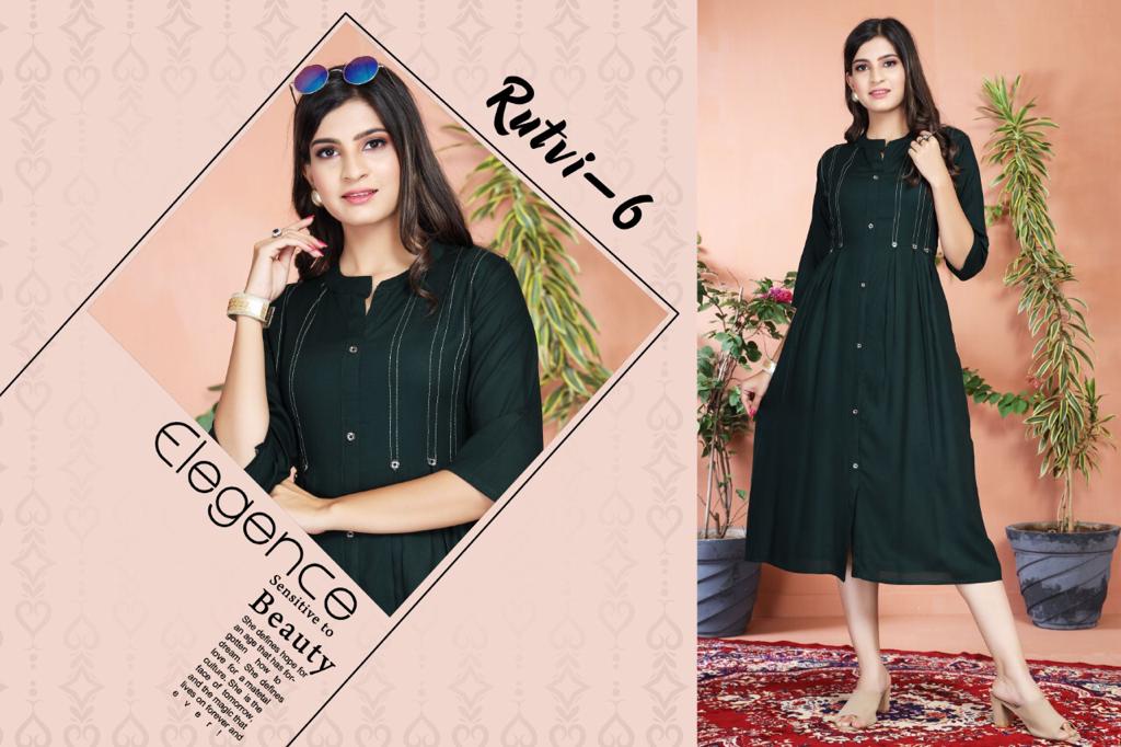 Rutvi 01 Latest Fancy Designer Ethnic Wear Rayon Anarkali Kurti Collection